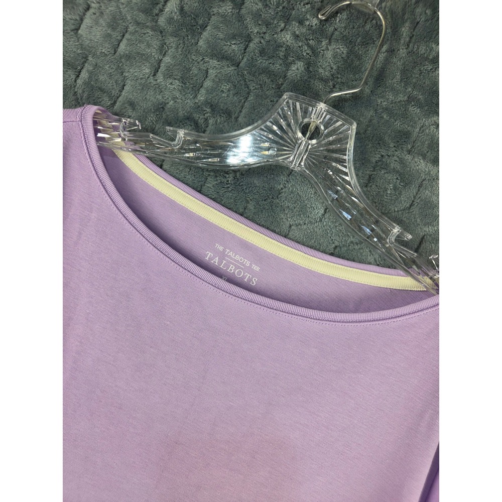 Talbots Lavender Pima Cotton Boat Neck 3/4 Sleeve Tee Shirt XL NEW